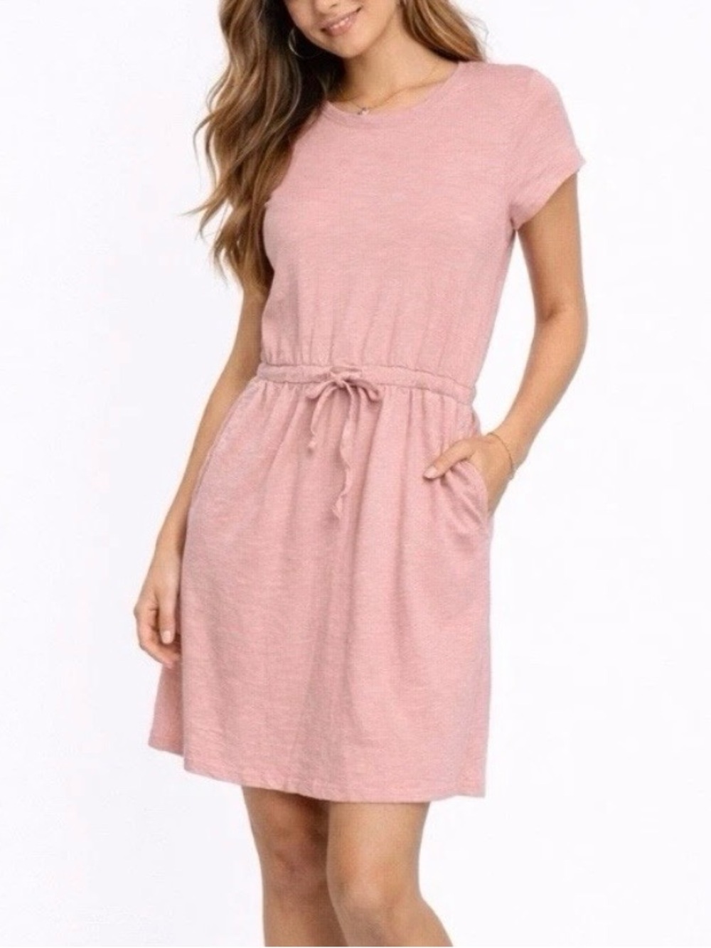 Pact Dress Women's S Pink Weekend Slub T-shirt Drawstring Casual Organic Cotton